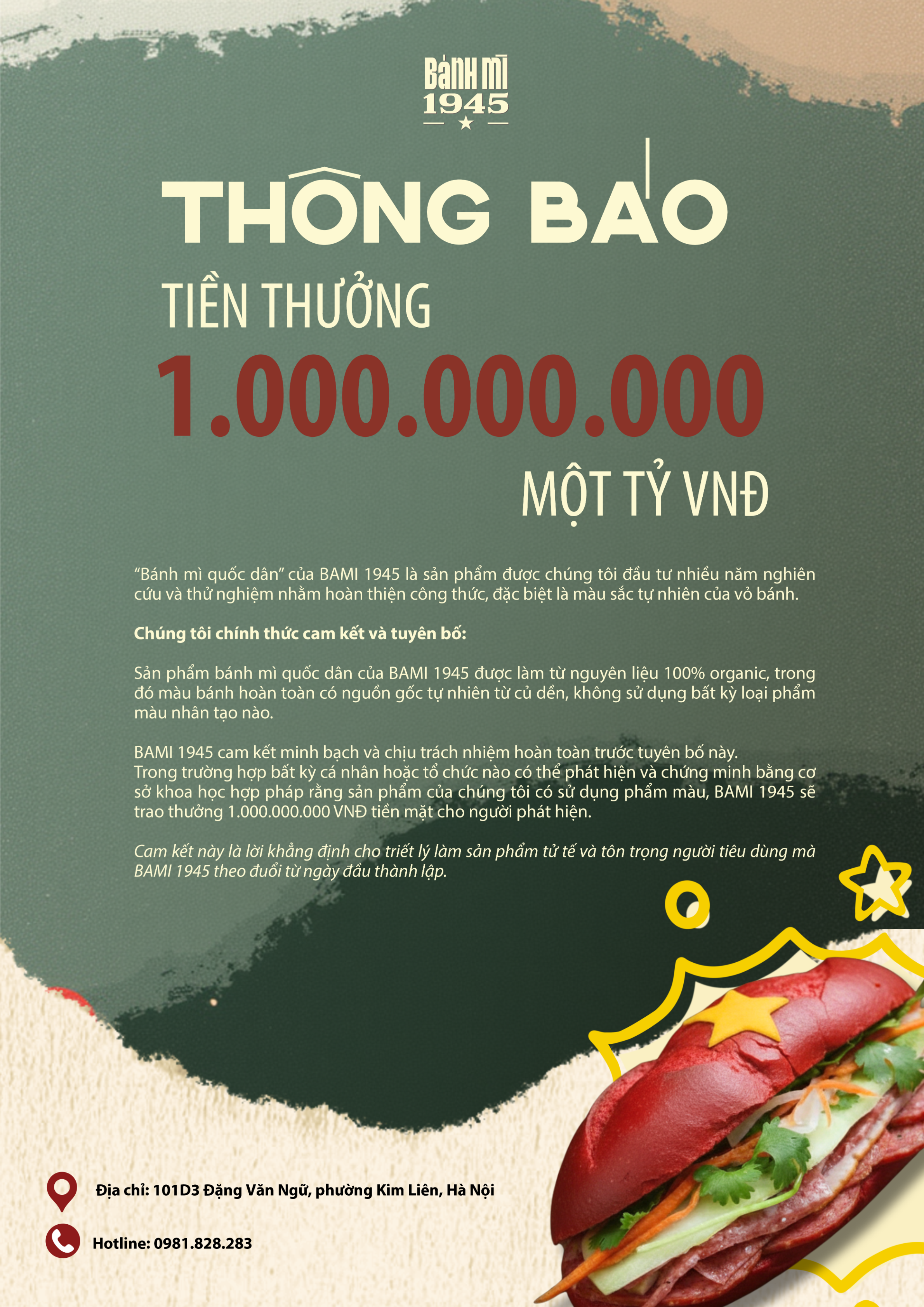 Cam kết chất lượng BAMI 1945 - Thưởng 1 tỷ VND